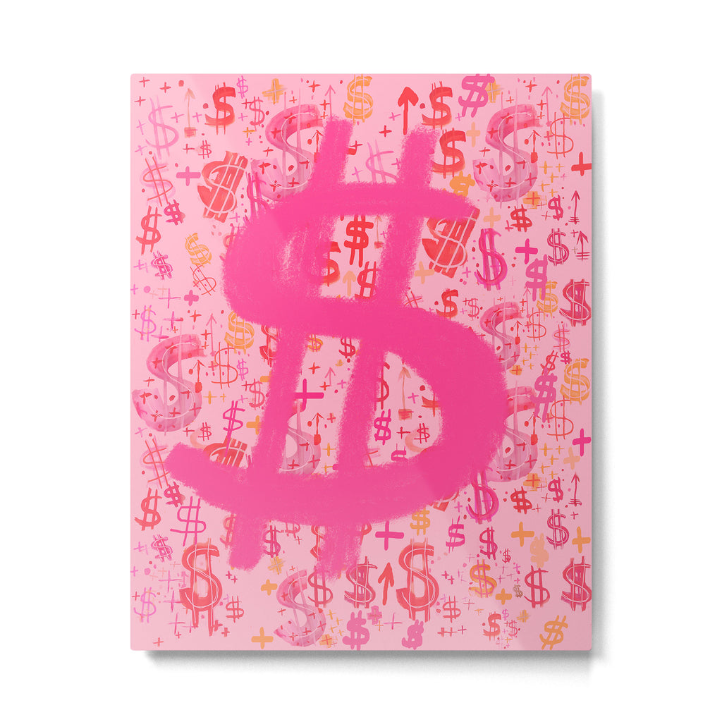 Pink Dollar Signs Metal Print Gallery Image 1