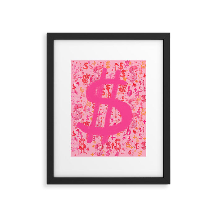 Pink Dollar Signs Framed Art Print Gallery Image 1