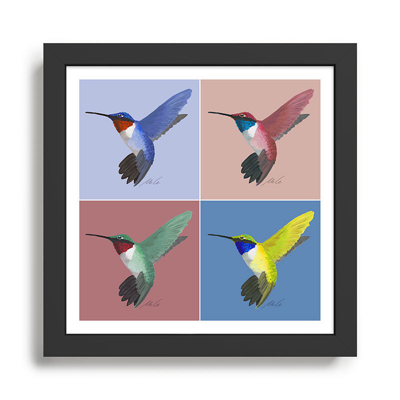 05 Blue, Red, Green, Yellow Hummingbird Framed Art Print Gallery Image 1
