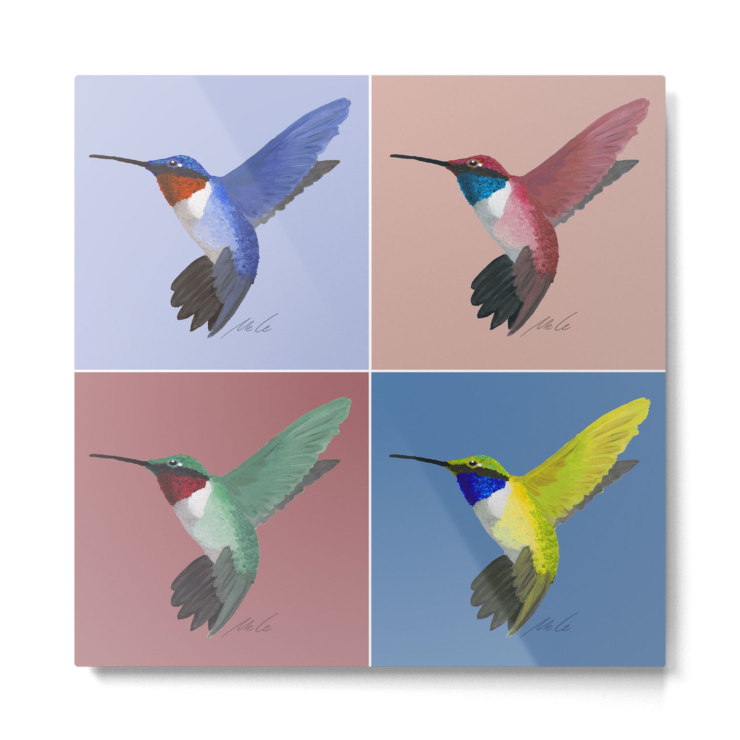 05 Blue, Red, Green, Yellow Hummingbird Metal Print Gallery Image 2