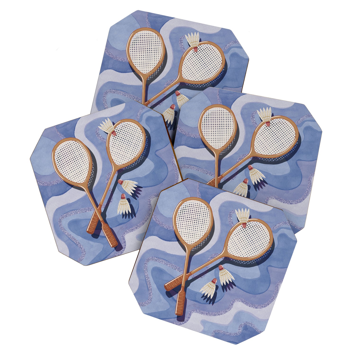 Badminton Retro Swirls Coaster Gallery Image 1