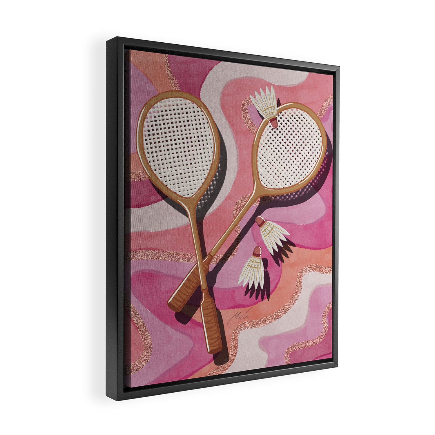 Badminton Retro Swirls Framed Canvas Print Gallery Image 2