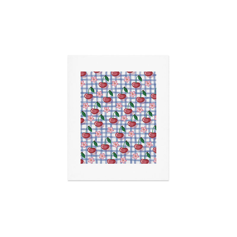 Watercolor Cherry Blossom Picnic Pattern Art Print Gallery Image 1