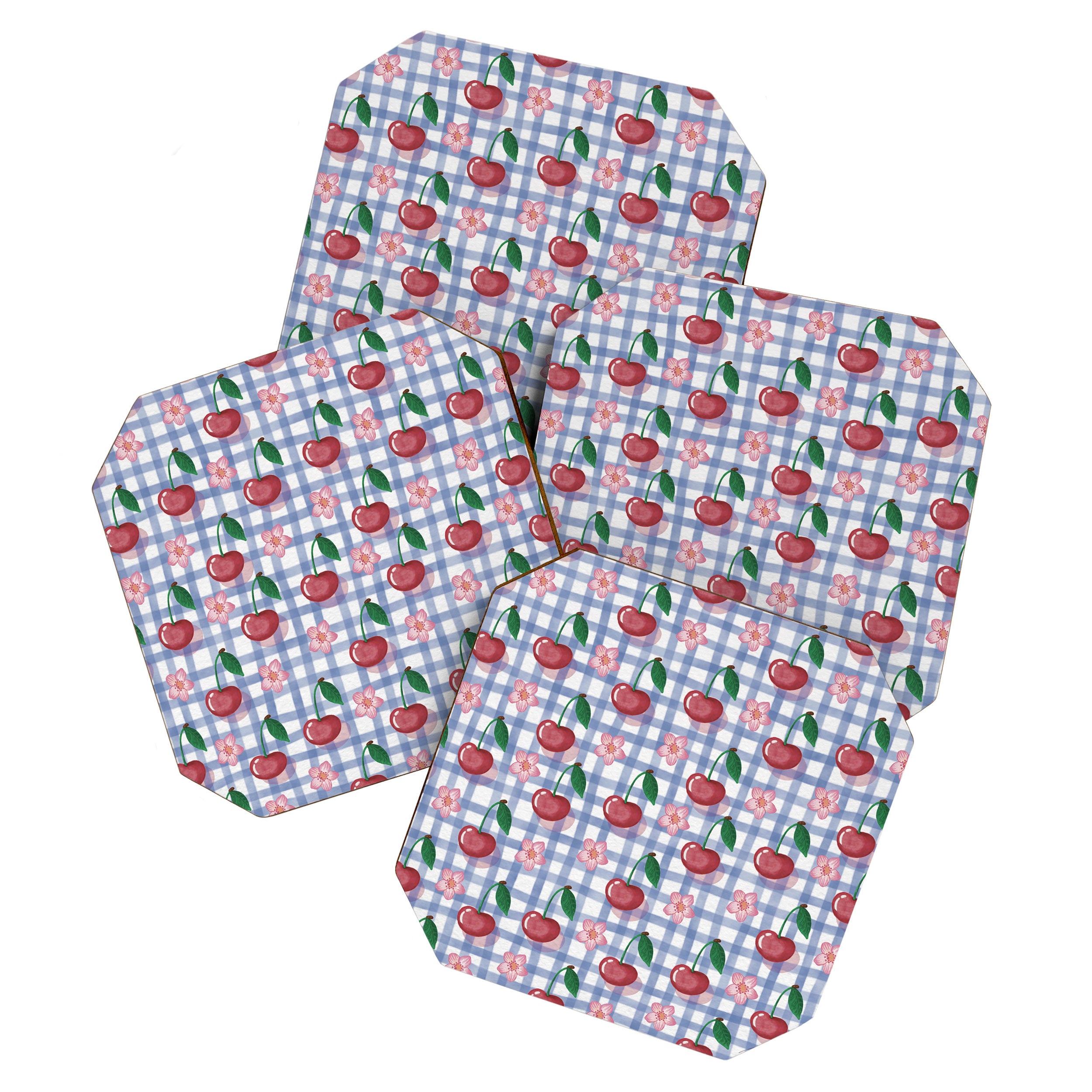 Watercolor Cherry Blossom Picnic Pattern Coaster Gallery Image 1