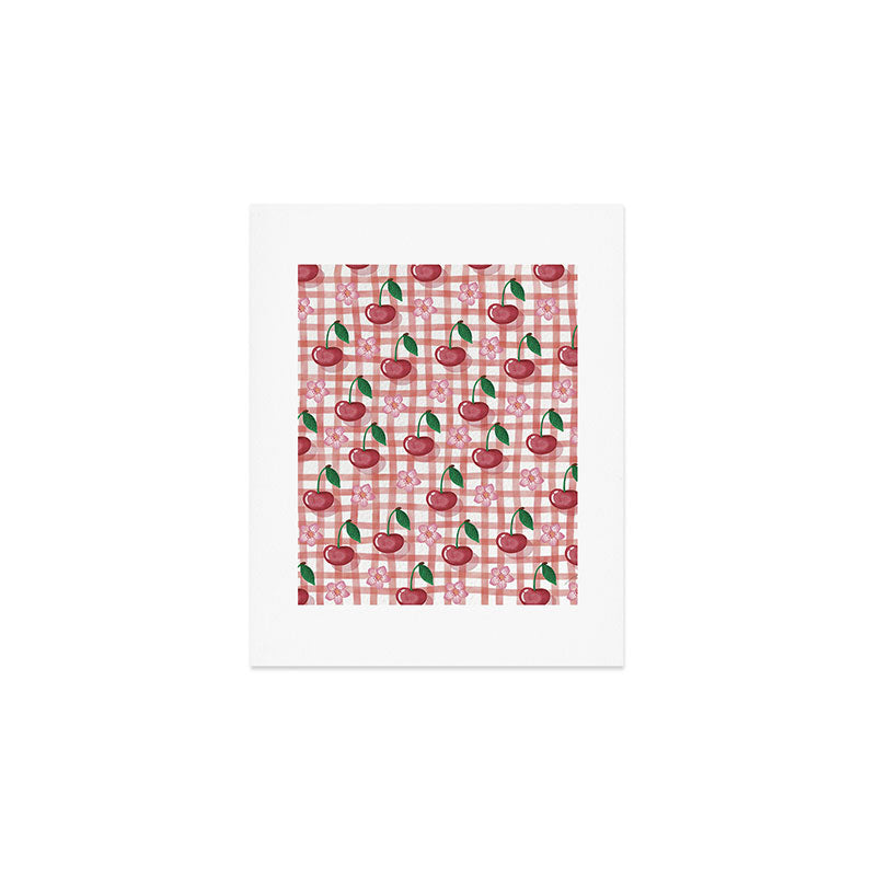 Watercolor Cherry Blossom Picnic Pattern Art Print Gallery Image 1