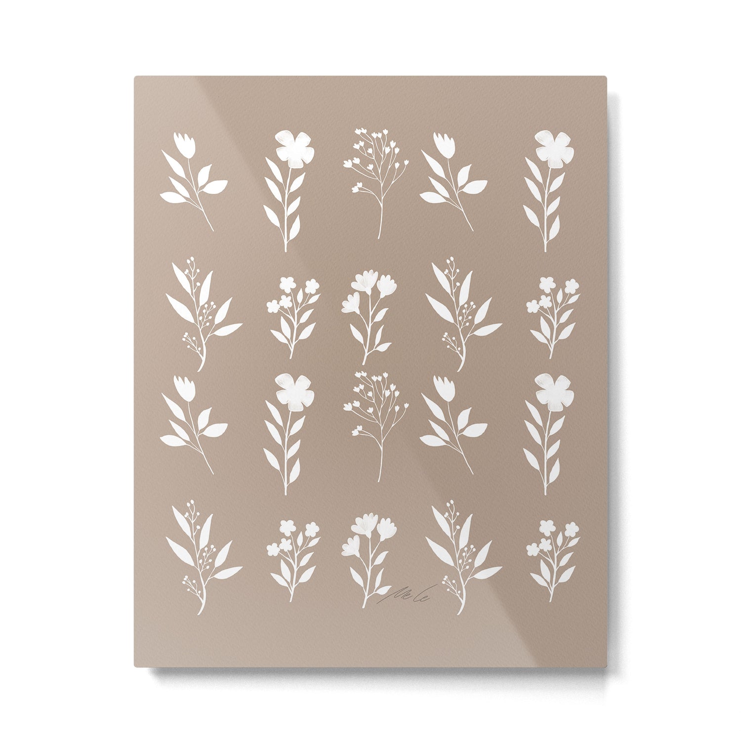 White Flower Pattern_02 Metal Print Gallery Image 4