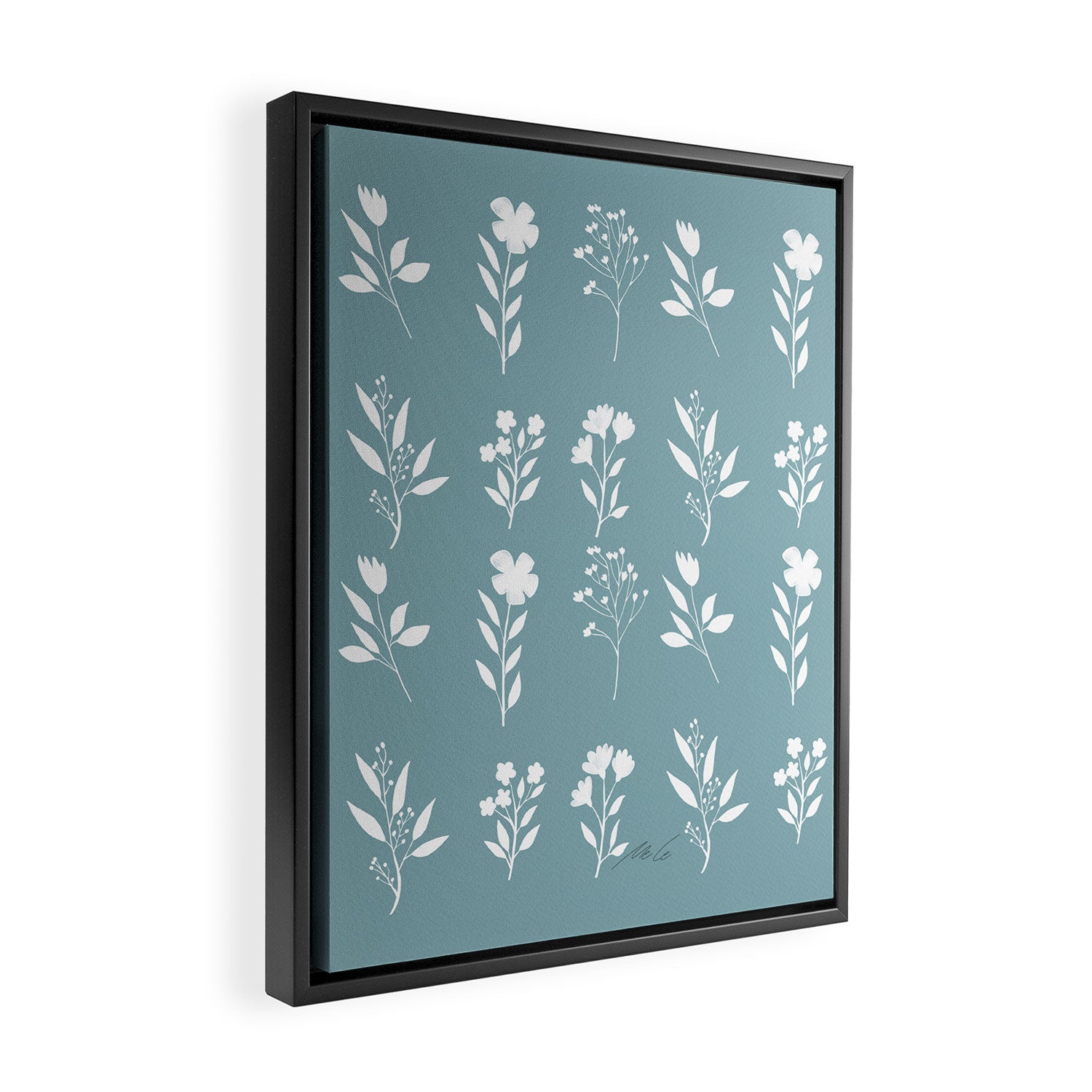 White Flower Pattern_05 Framed Canvas Print Gallery Image 2