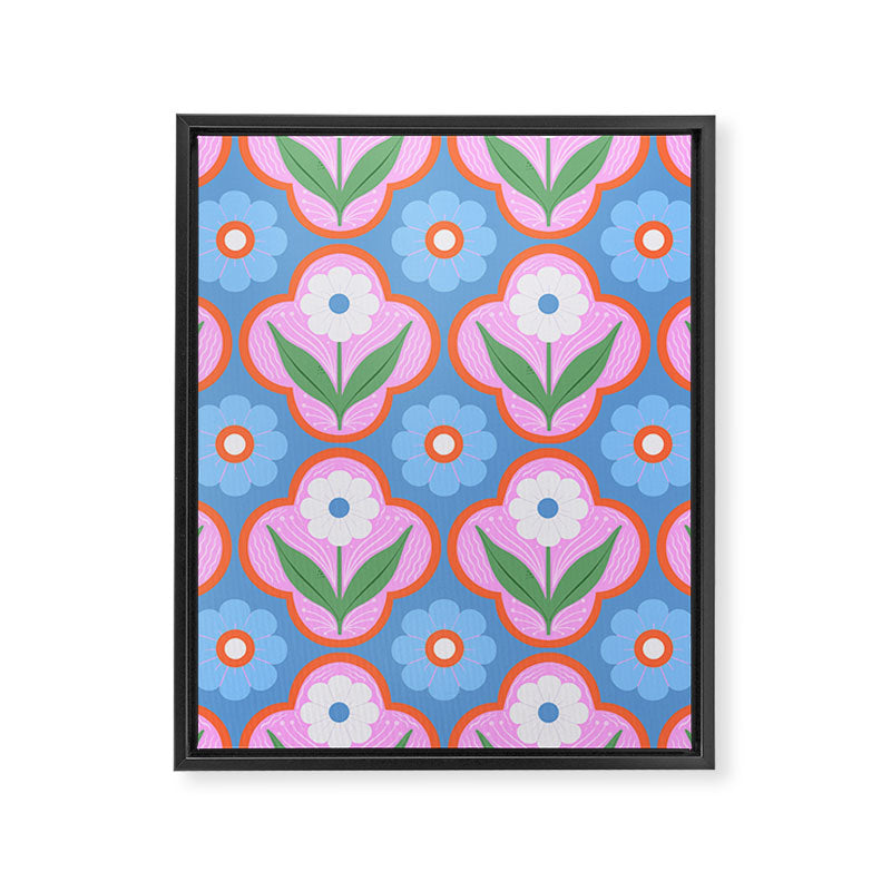 Retro Flowers Framed Canvas Print Gallery Image 6
