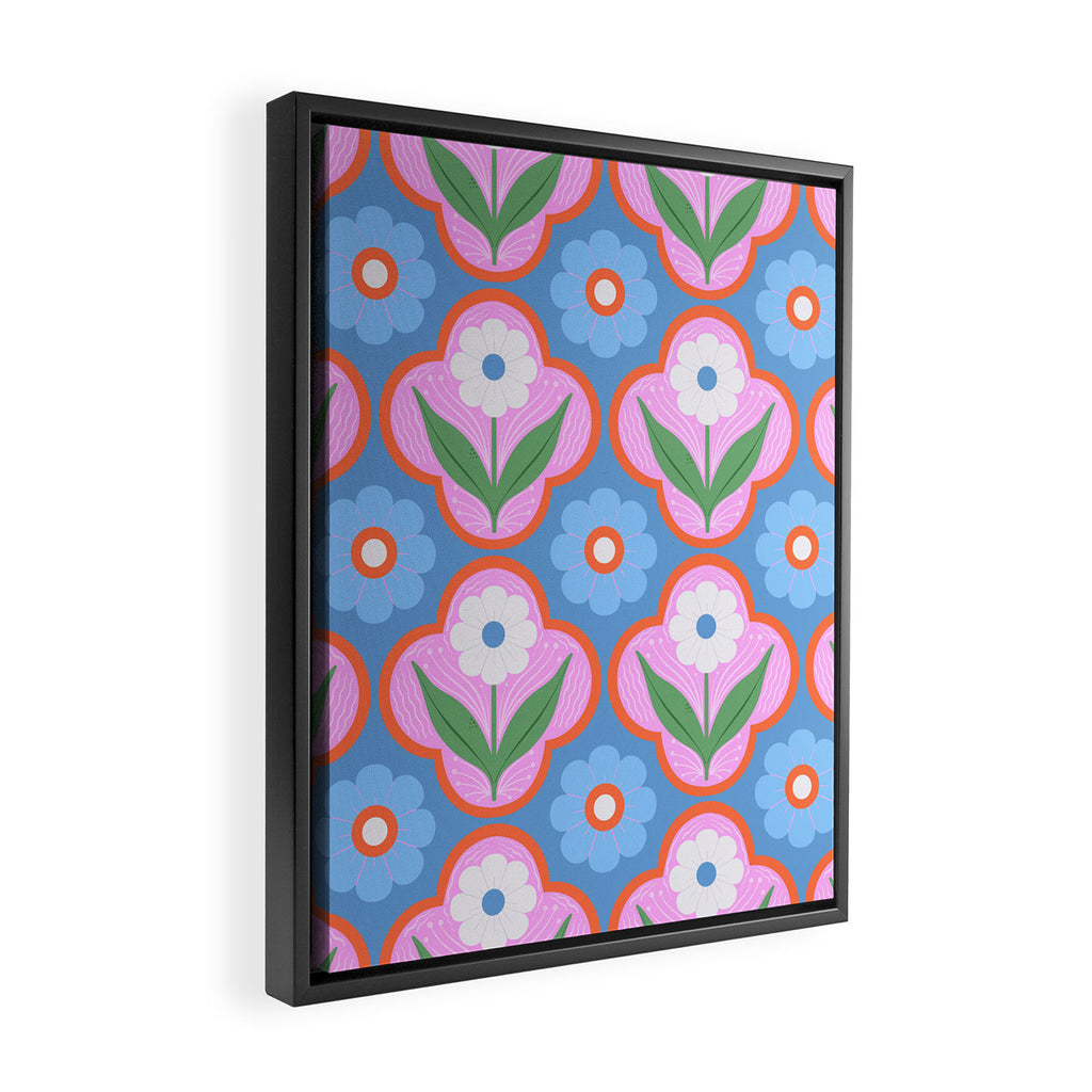 Retro Flowers Framed Canvas Print Gallery Image 2