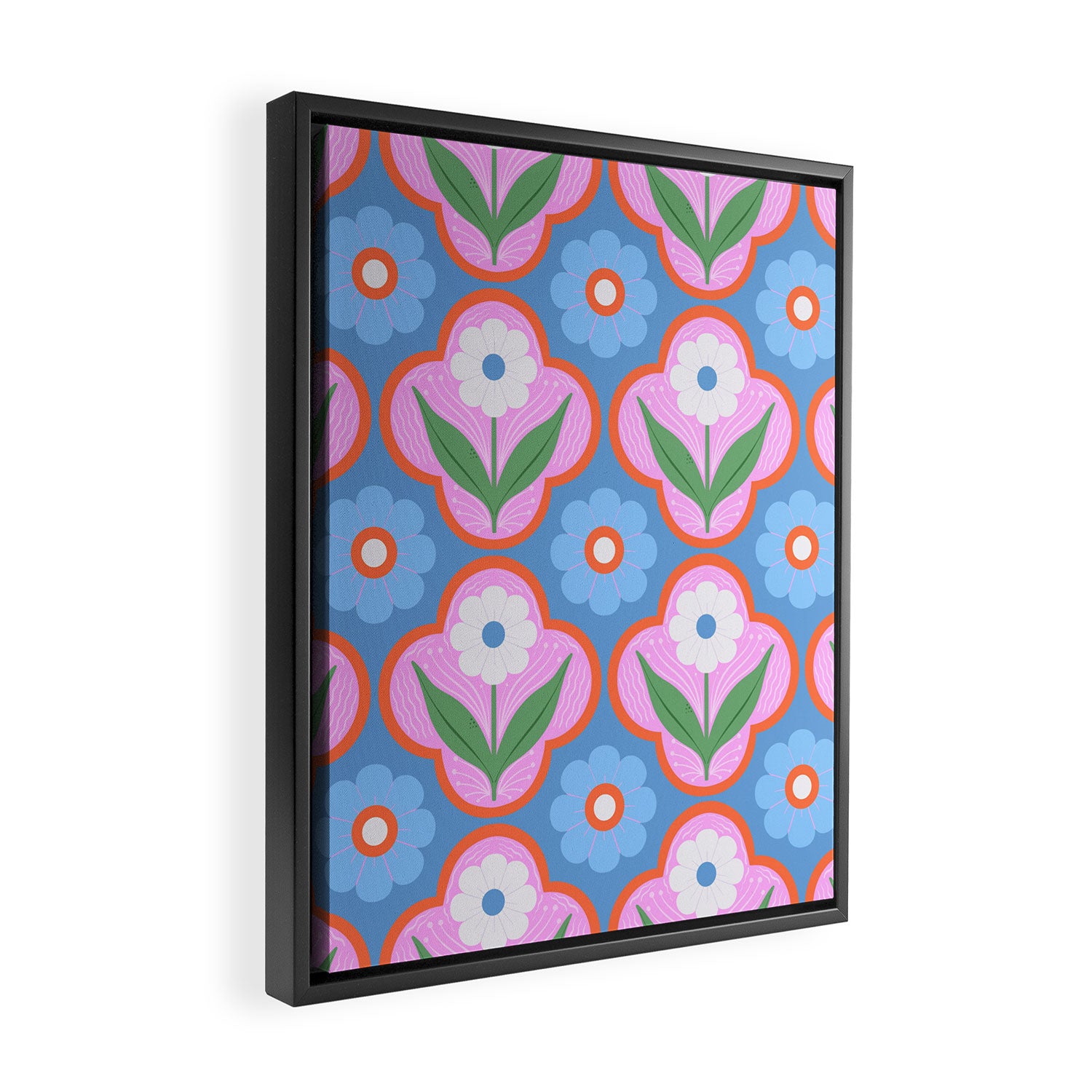 Retro Flowers Framed Canvas Print Gallery Image 2
