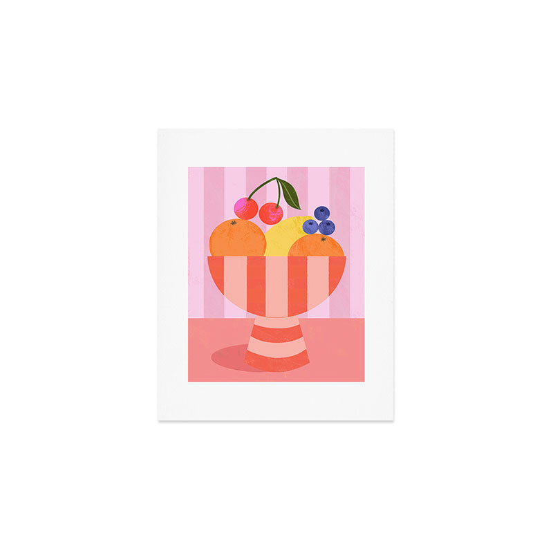 Striped Fruit Bowl Art Print Gallery Image 1