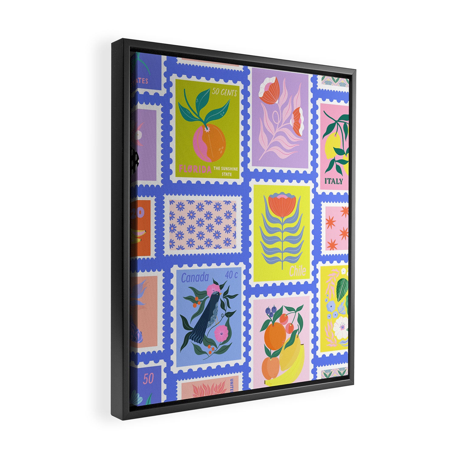 Vintage Stamps Framed Canvas Print Gallery Image 2
