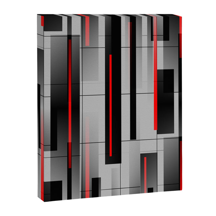 Off the Grid - Abstract - Gray, Black, Red Canvas Print Gallery Image 1