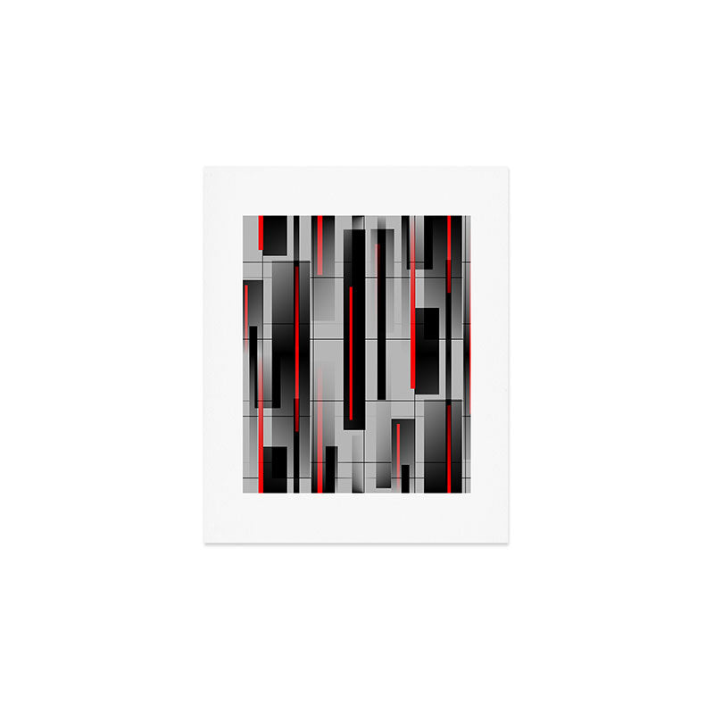 Off the Grid - Abstract - Gray, Black, Red Art Print Gallery Image 1