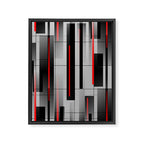 Off the Grid - Abstract - Gray, Black, Red Framed Canvas Print Gallery Image 8