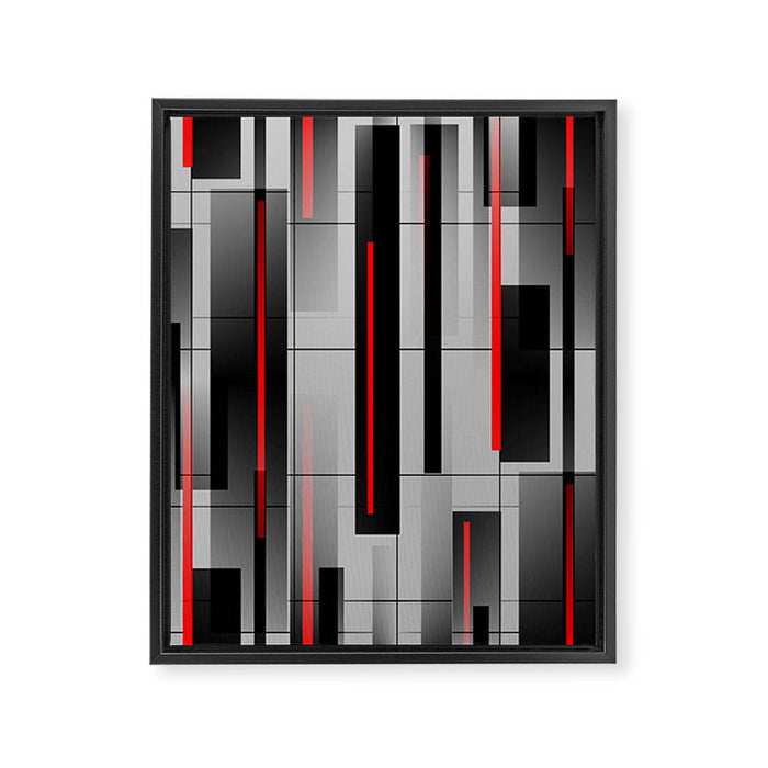 Off the Grid - Abstract - Gray, Black, Red Framed Canvas Print Gallery Image 1