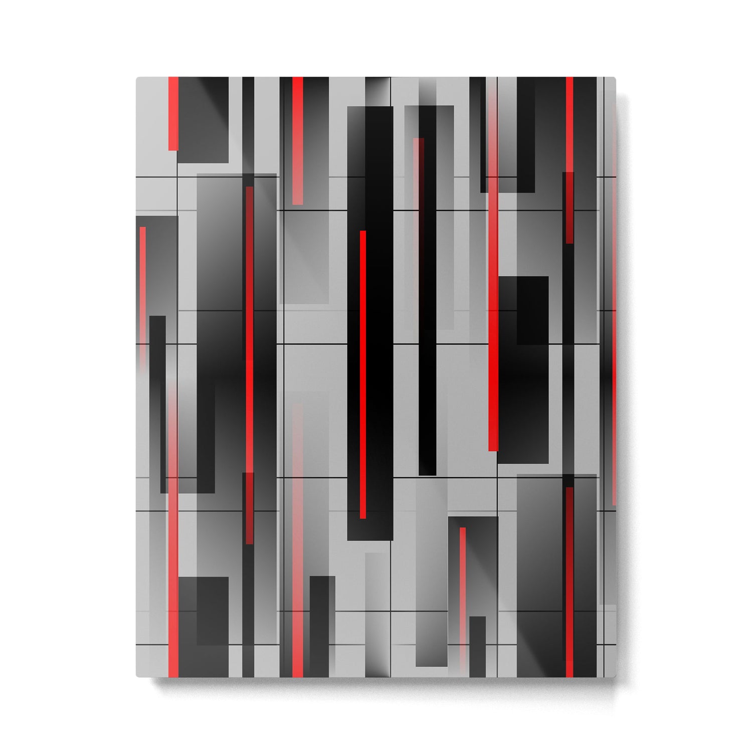 Off the Grid - Abstract - Gray, Black, Red Metal Print Gallery Image 6