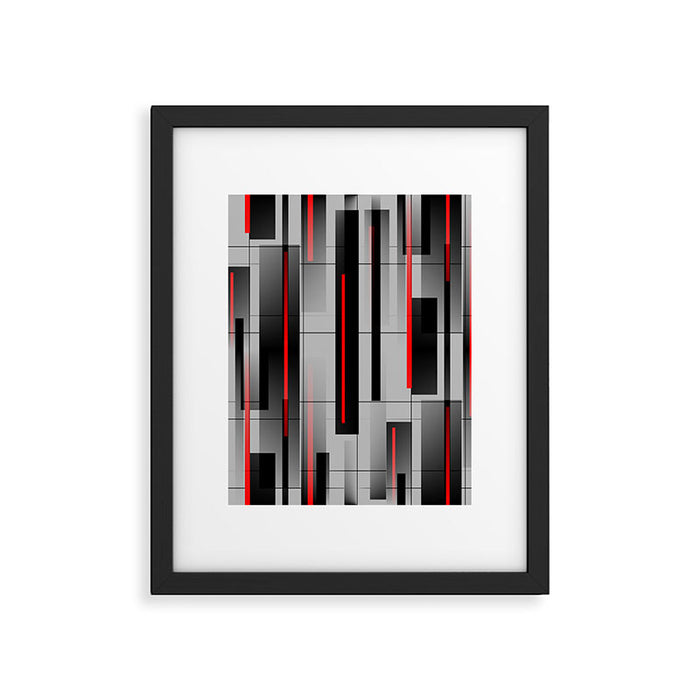 Off the Grid - Abstract - Gray, Black, Red Framed Art Print Gallery Image 1