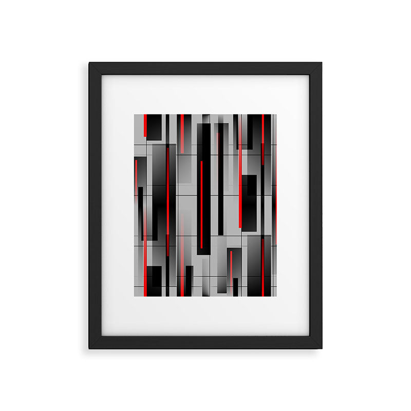 Off the Grid - Abstract - Gray, Black, Red Framed Art Print Gallery Image 6