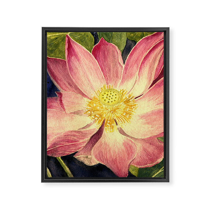 Big Lotus Watercolor Framed Canvas Print Gallery Image 8