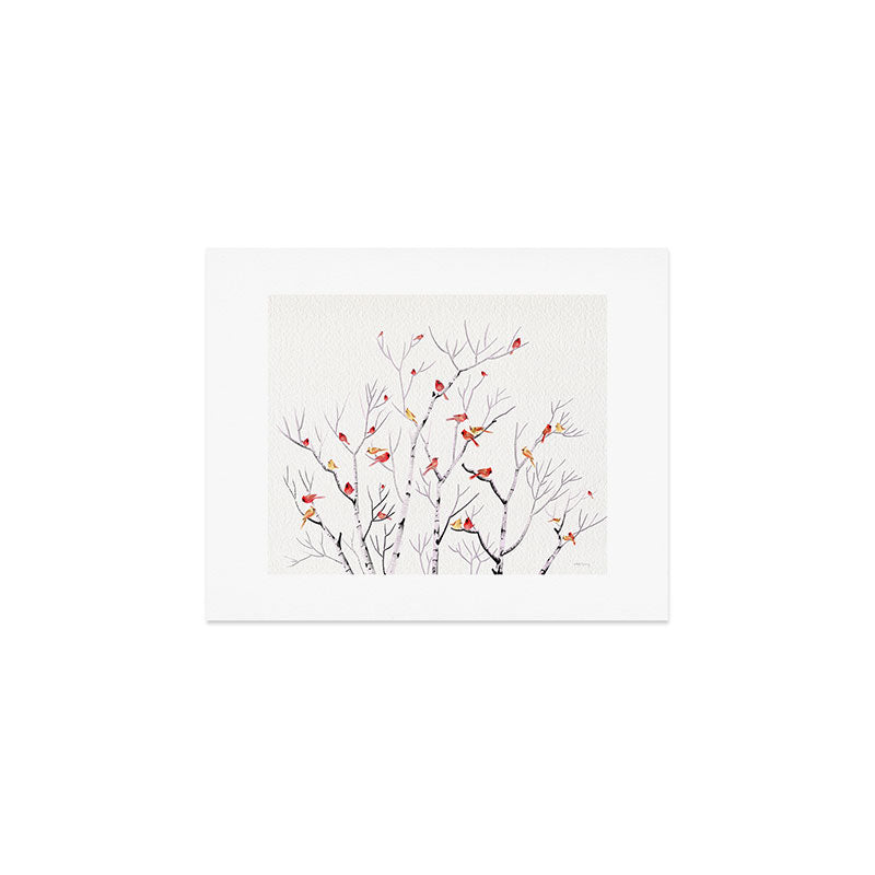 Birch Trees and Cardinal 2  Art Print Gallery Image 1