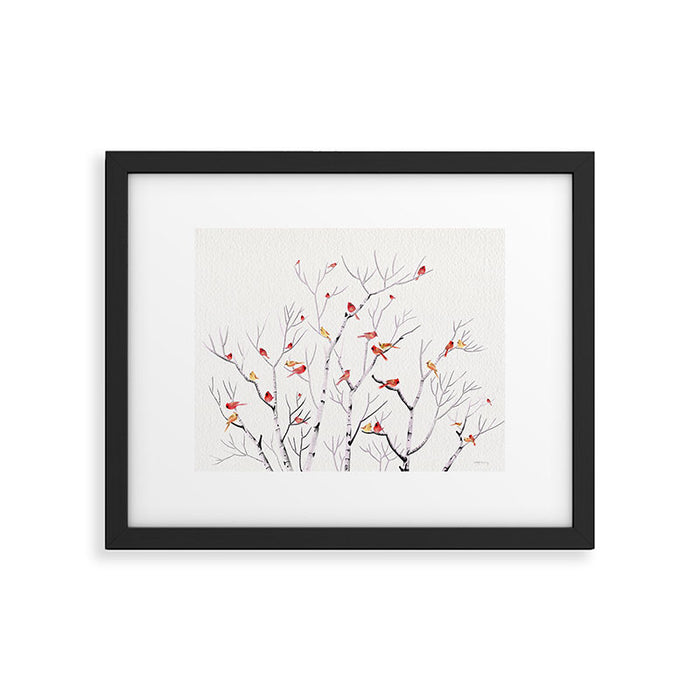 Birch Trees and Cardinal 2  Framed Art Print Gallery Image 1