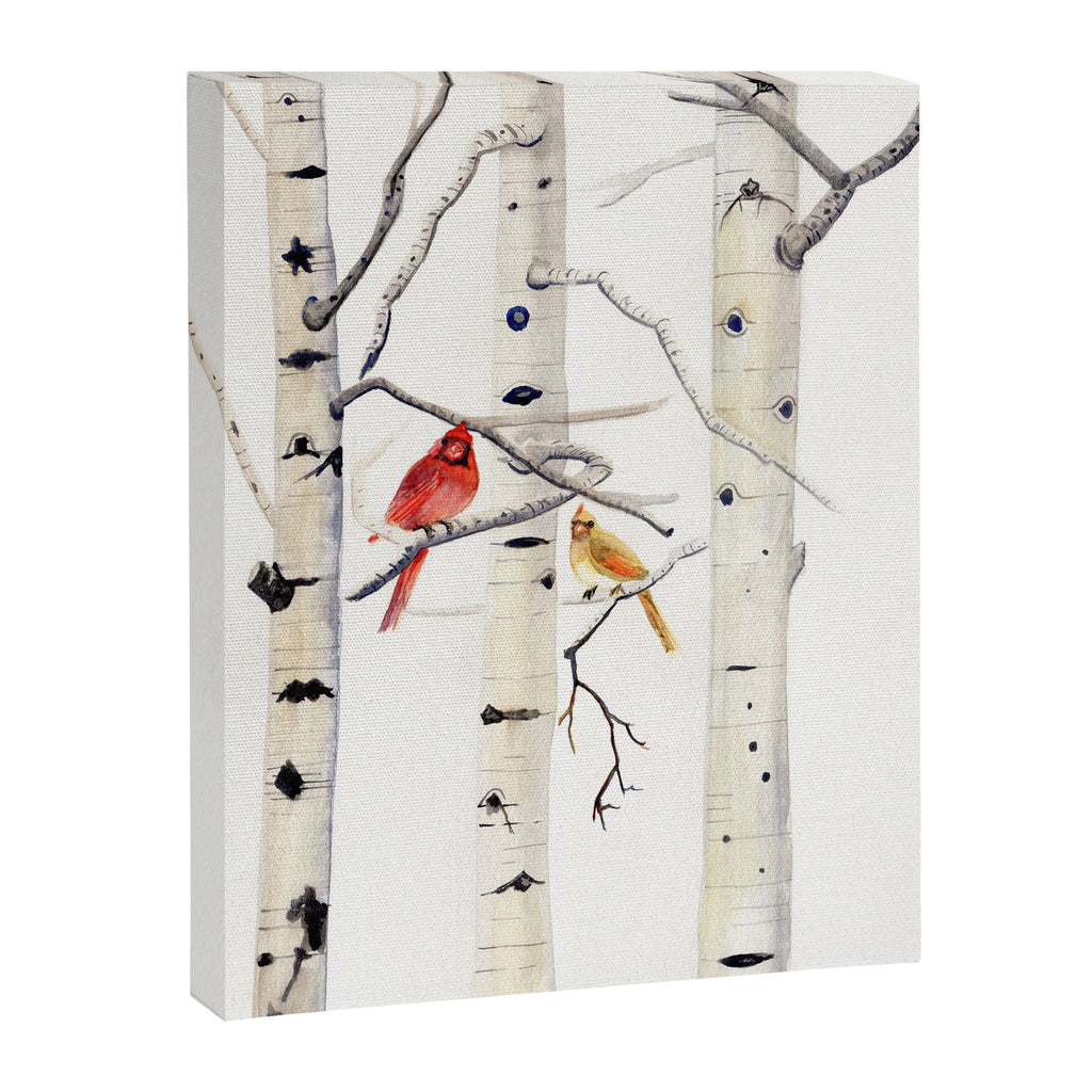 Birch Trees and Cardinal Canvas Print Gallery Image 8