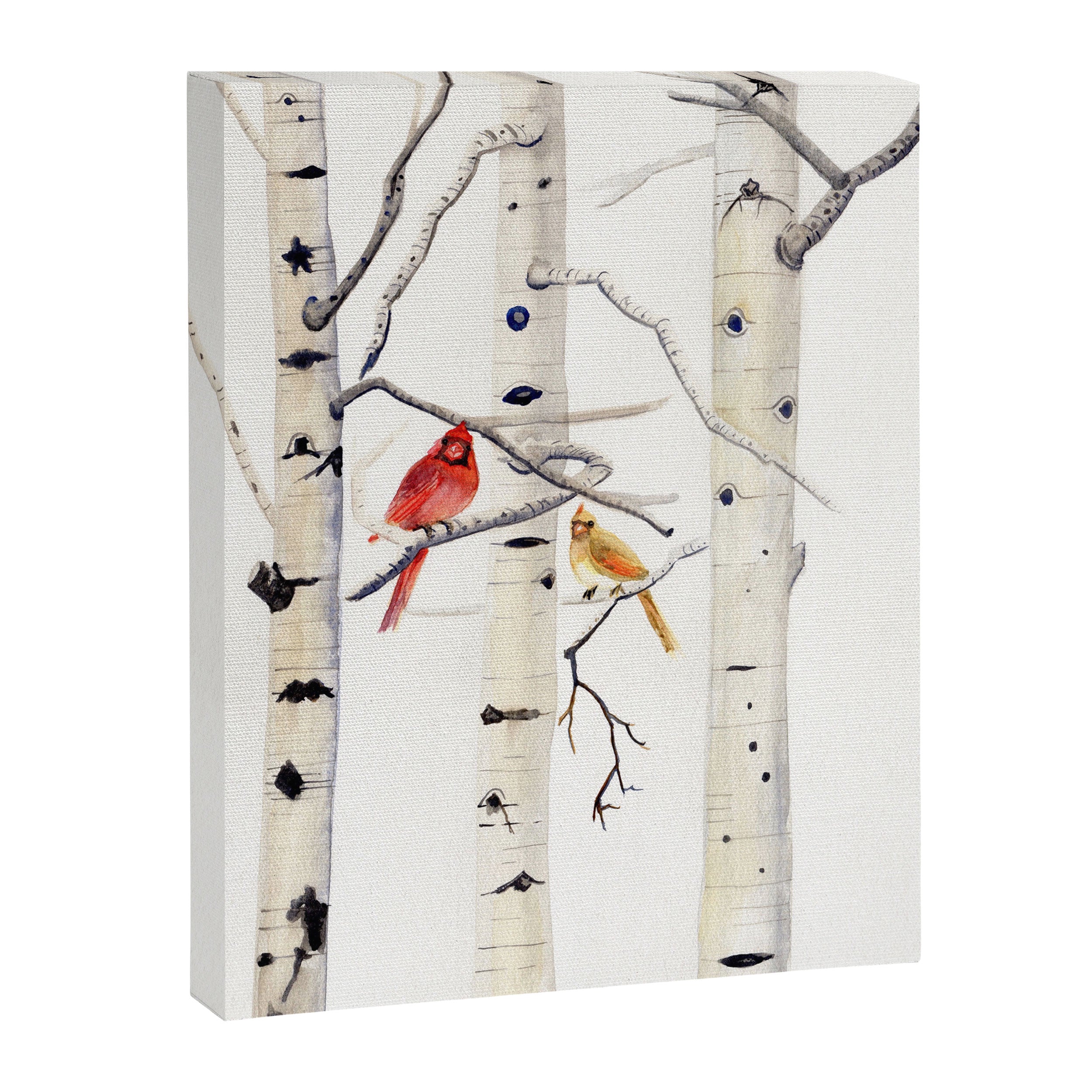 Birch Trees and Cardinal Canvas Print Gallery Image 8