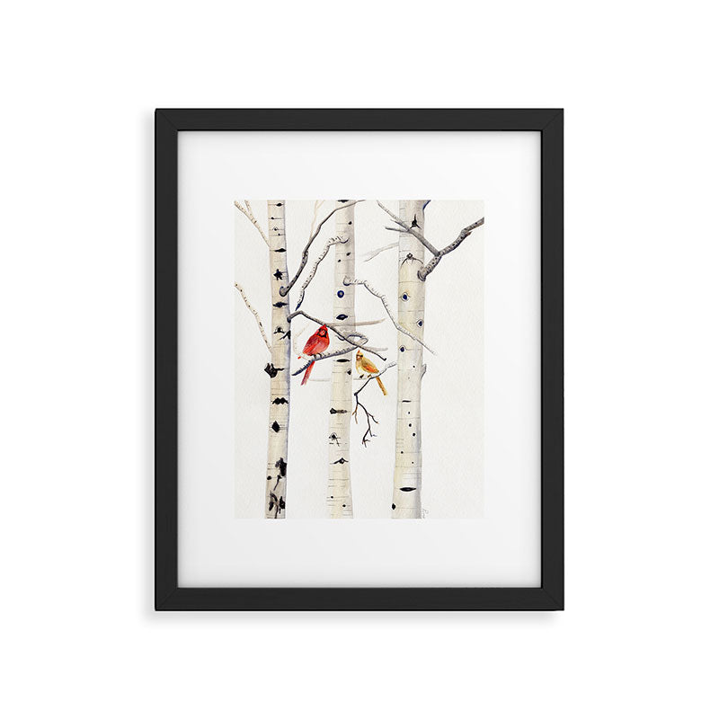 Birch Trees and Cardinal Framed Art Print Gallery Image 4