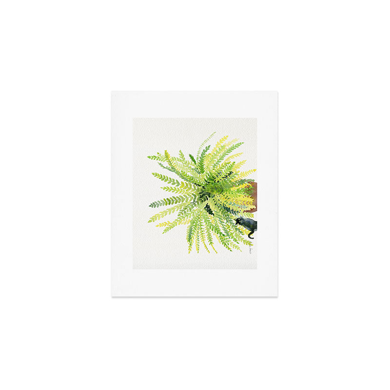 Cat and Fern Art Print Gallery Image 1