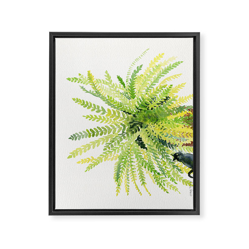 Cat and Fern Framed Canvas Print Gallery Image 8