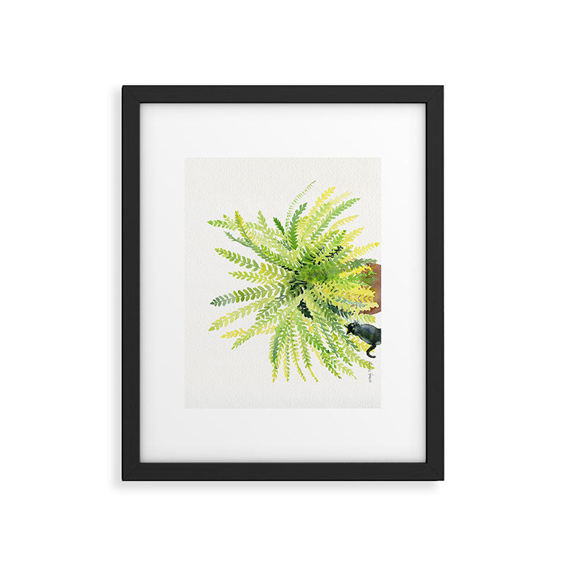 Cat and Fern Framed Art Print Gallery Image 6