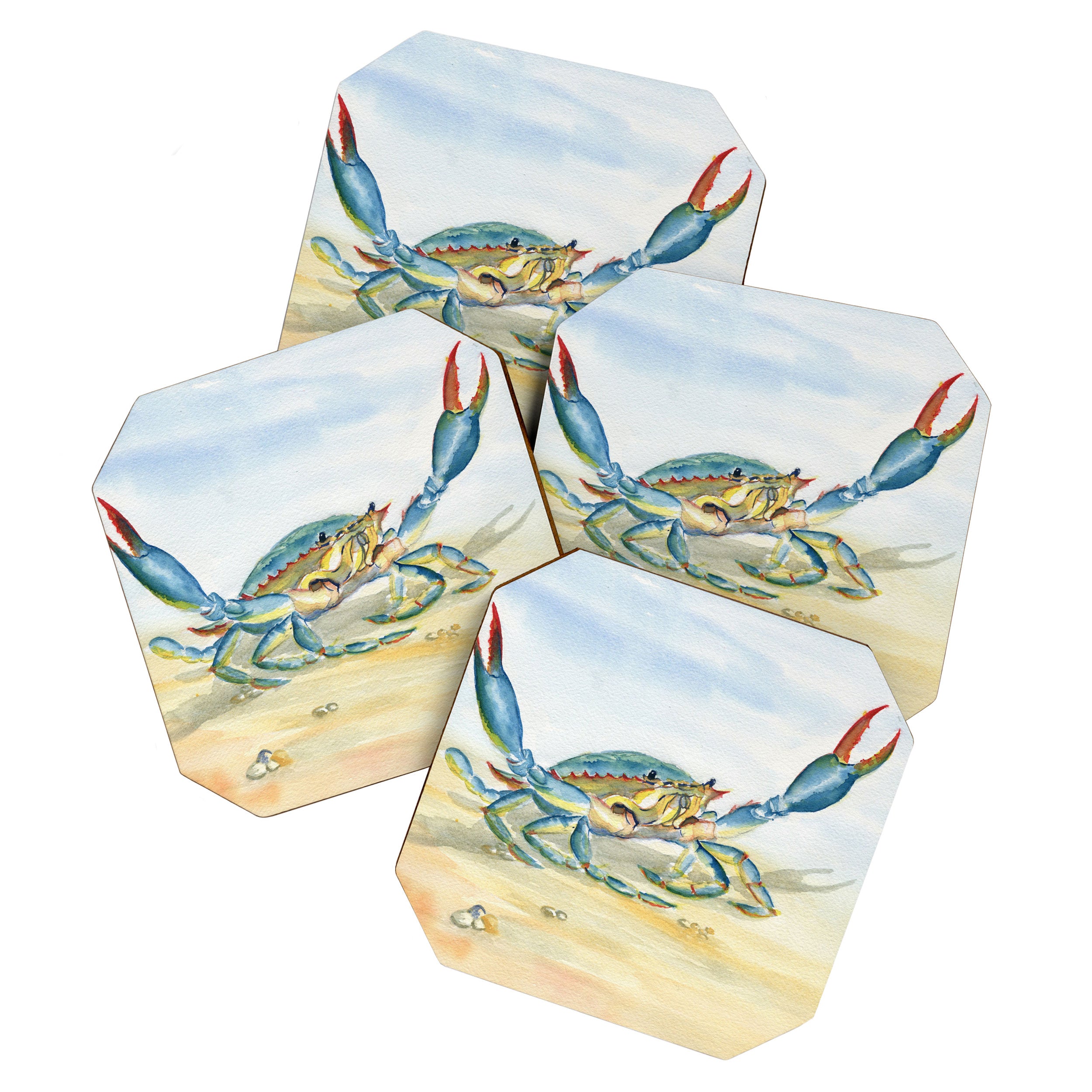 Colorful Blue Crab 2 Coaster Gallery Image 1