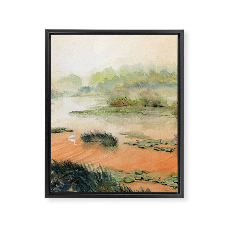 Egret On The Marsh Framed Canvas Print Gallery Image 8