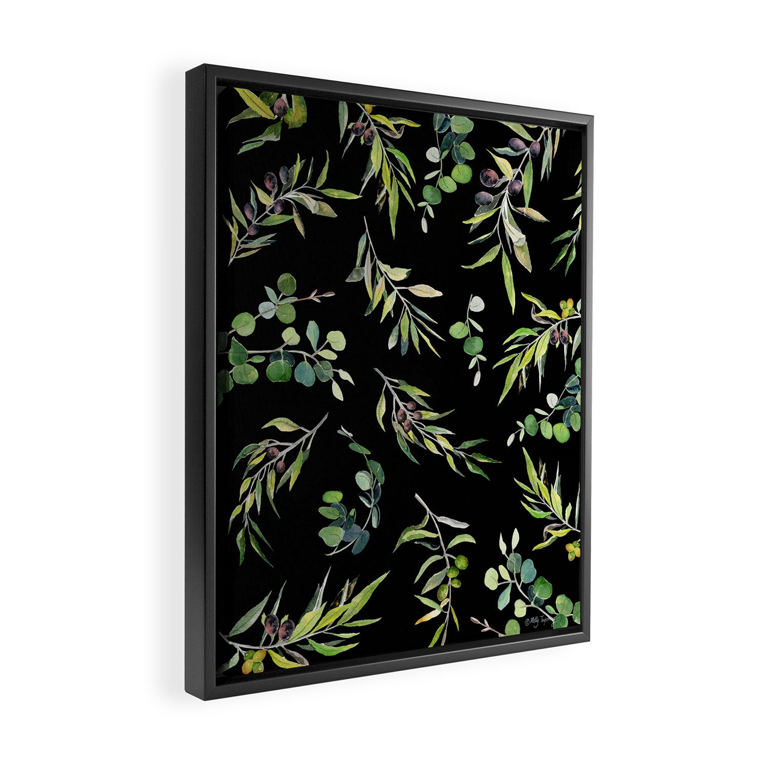 Eucalyptus and Olive Pattern  Framed Canvas Print Gallery Image 2
