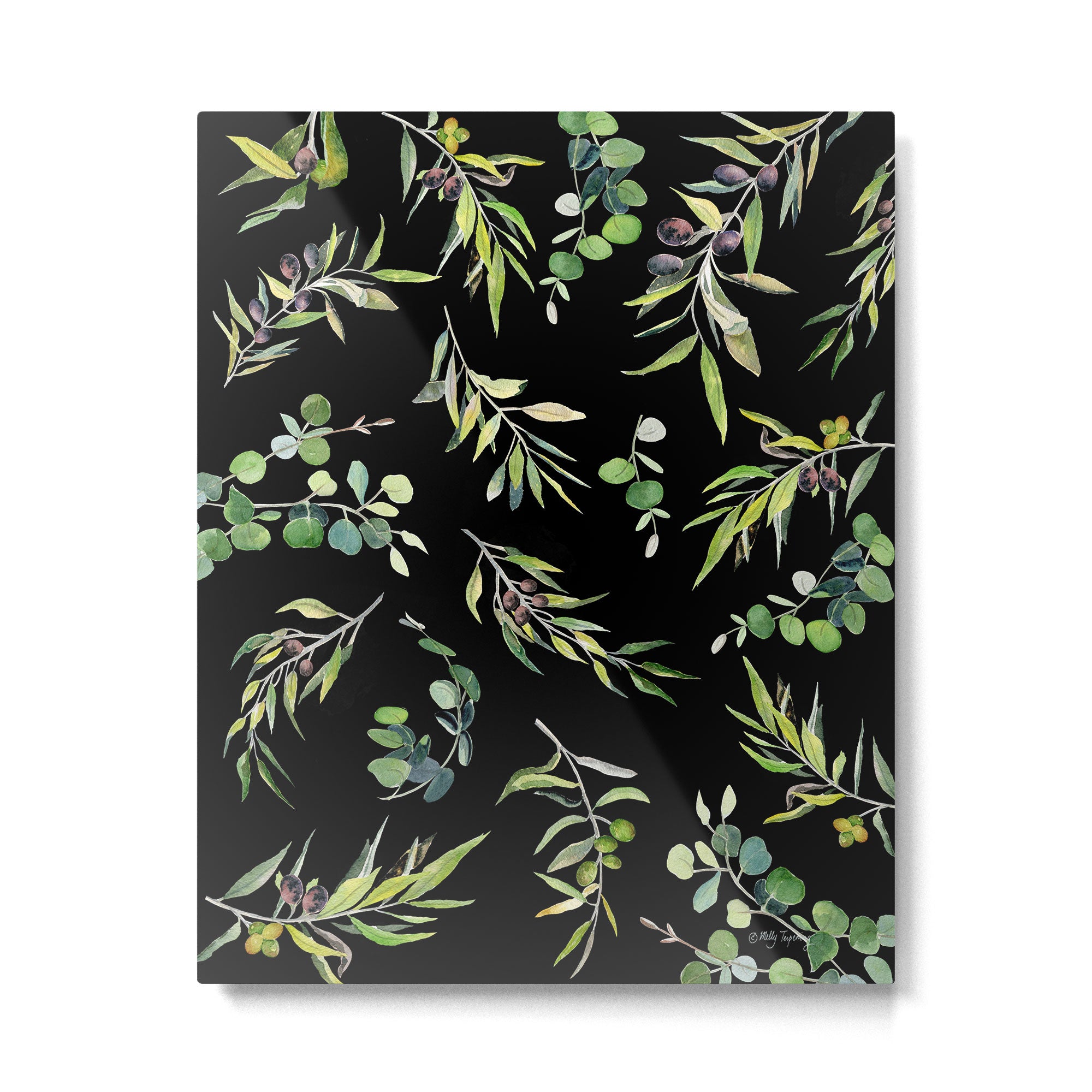 Eucalyptus and Olive Pattern  Metal Print Gallery Image 4