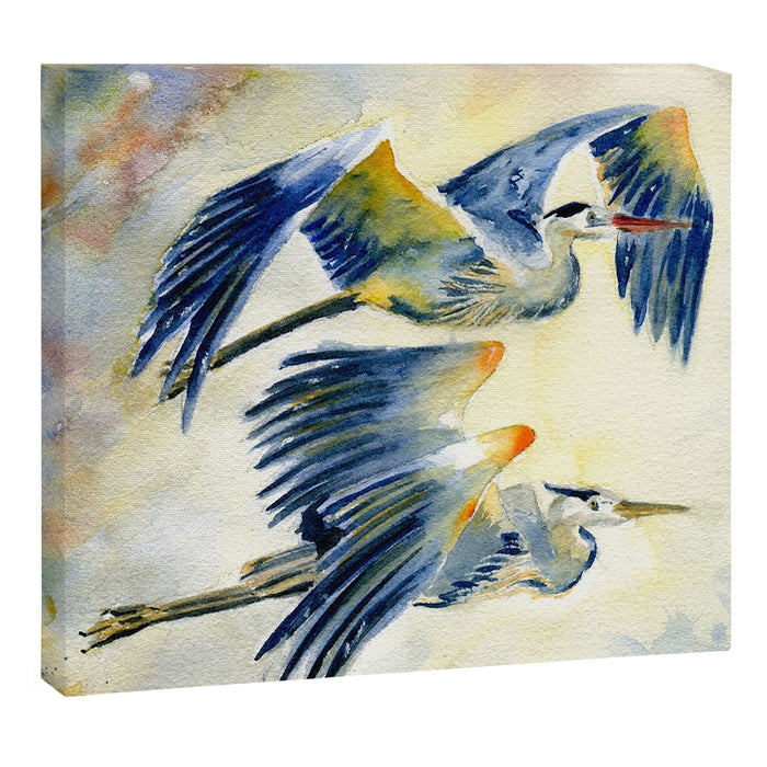 Flying Together - Great Blue Heron Canvas Print Gallery Image 1