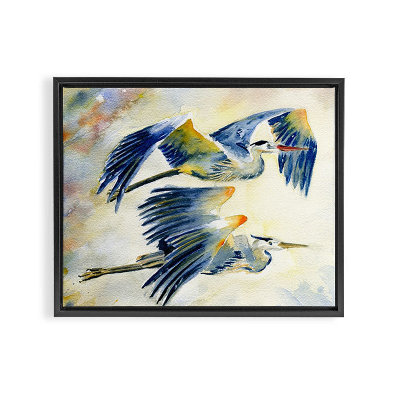 Flying Together - Great Blue Heron Framed Canvas Print Gallery Image 2