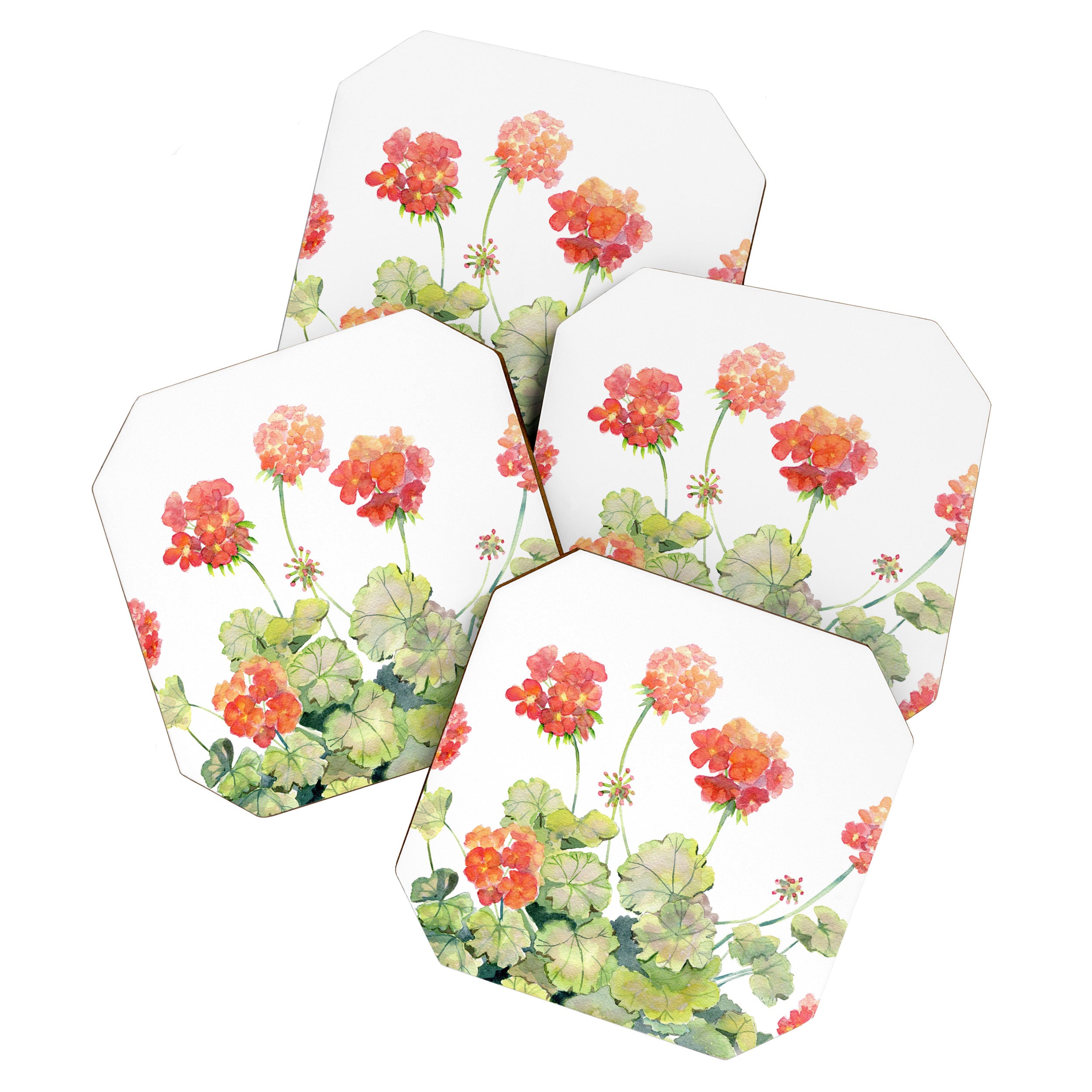 Geranium Watercolor  Coaster Gallery Image 1