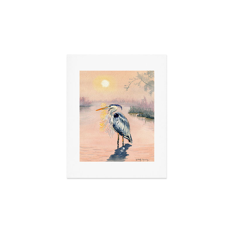 Great Blue Heron at Sunset Art Print Gallery Image 1