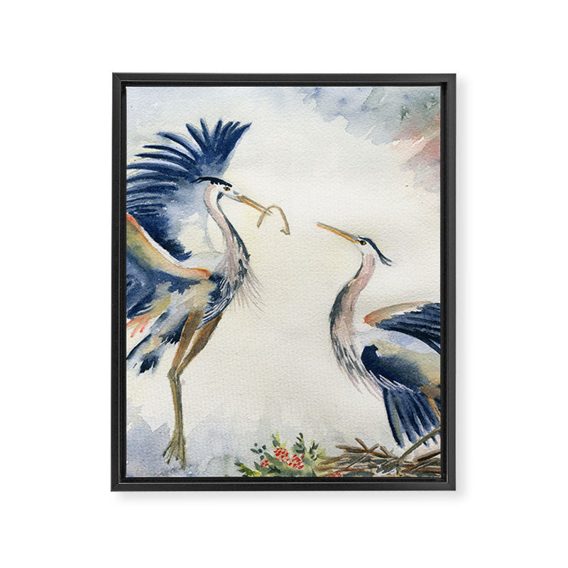 Great Blue Heron Couple Framed Canvas Print Gallery Image 8