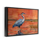 Great Blue Heron in Marsh Framed Canvas Print Gallery Image 6