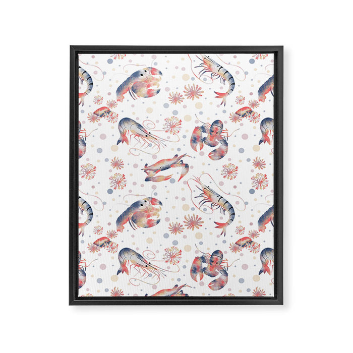 Happy Crustacean Pattern Framed Canvas Print Gallery Image 1
