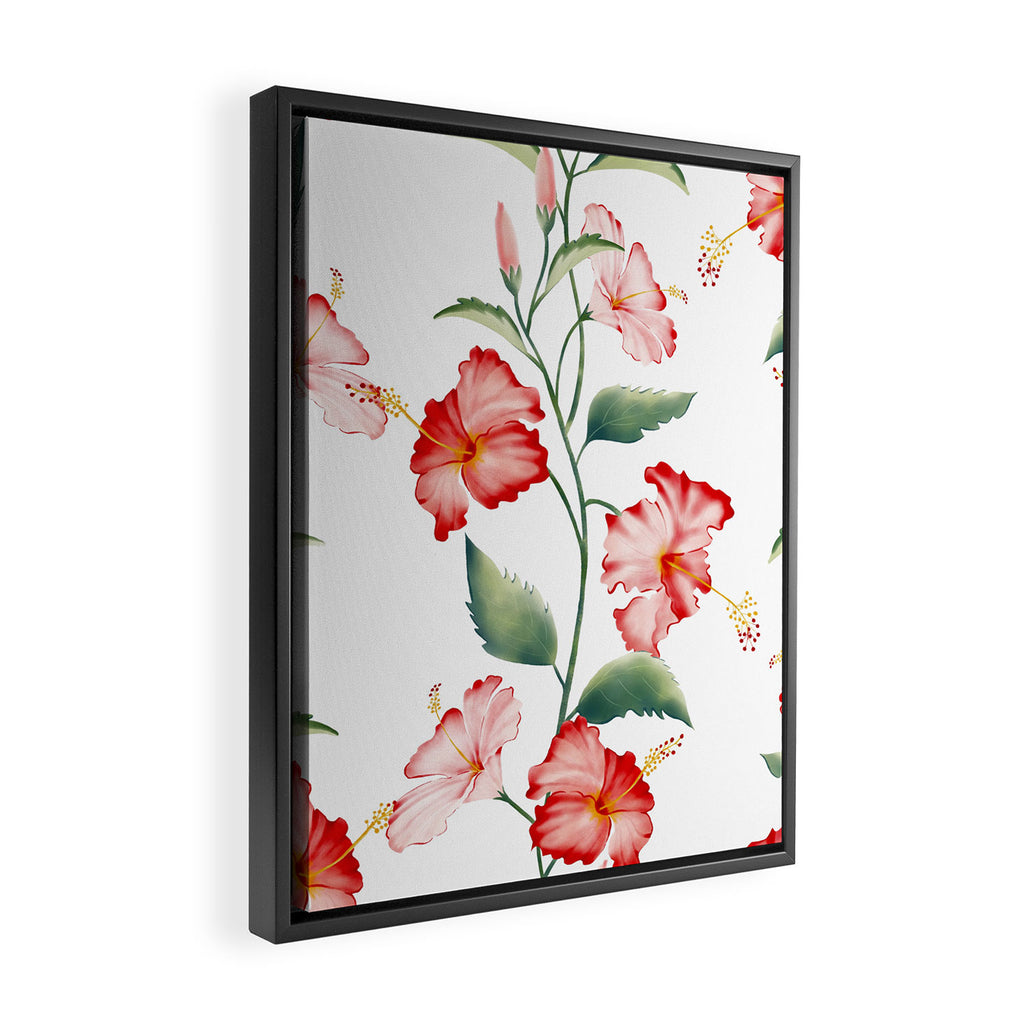 Hibiscus in White Framed Canvas Print Gallery Image 2