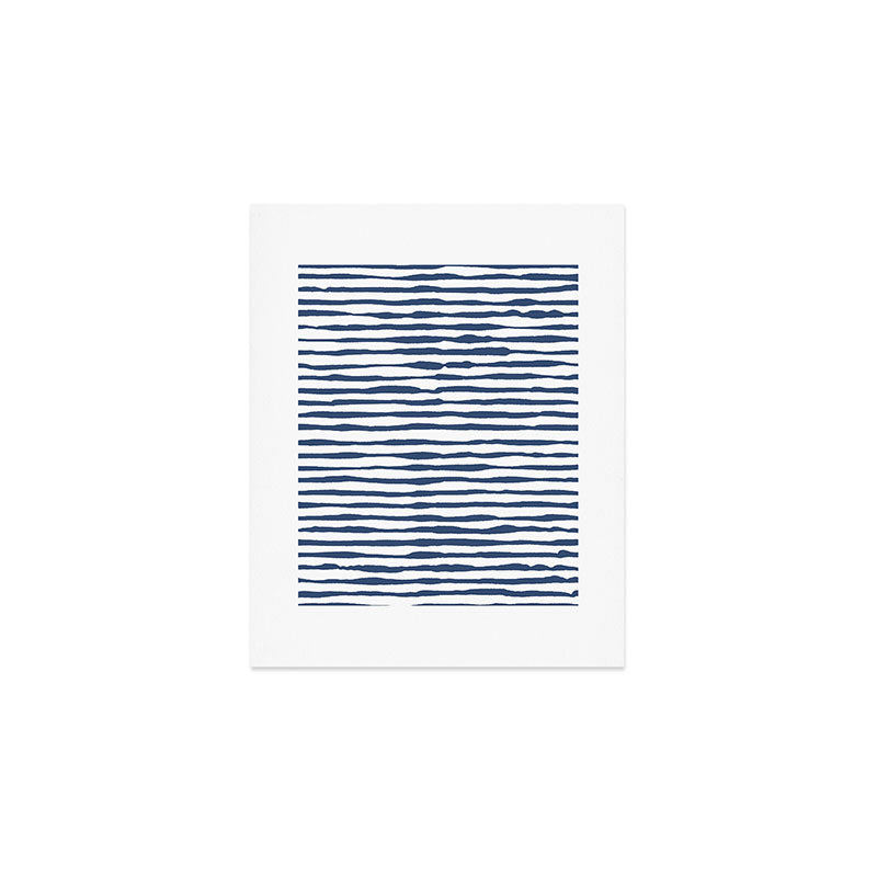 Indigo Blue Watercolor Horizontal Lines  Art Print Gallery Image 1
