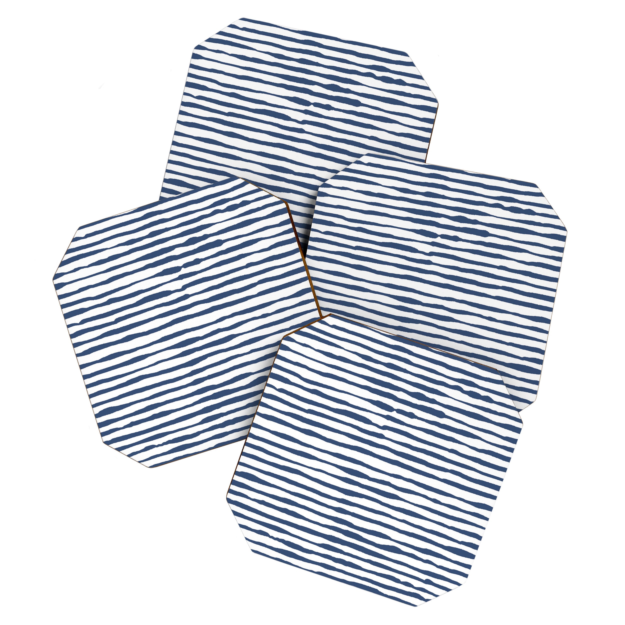 Indigo Blue Watercolor Horizontal Lines  Coaster Gallery Image 1