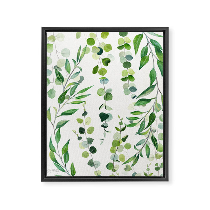 Nature Green Eucalyptus Leaves  Framed Canvas Print Gallery Image 1