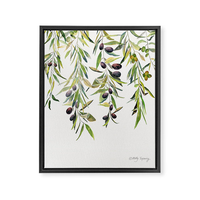 Olive Branch Watercolor  Framed Canvas Print Gallery Image 1