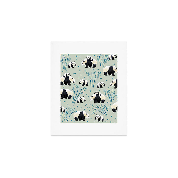 Panda Watercolor Shade of Green  Art Print Gallery Image 1