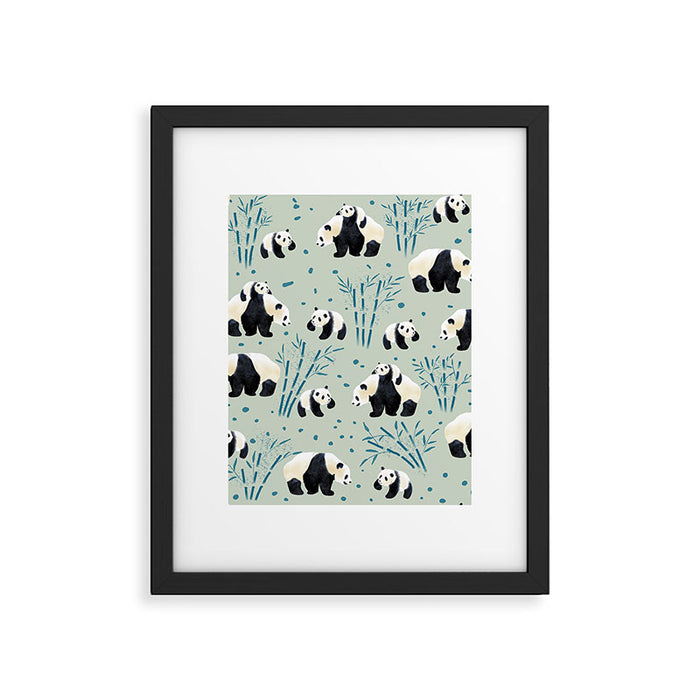 Panda Watercolor Shade of Green  Framed Art Print Gallery Image 1